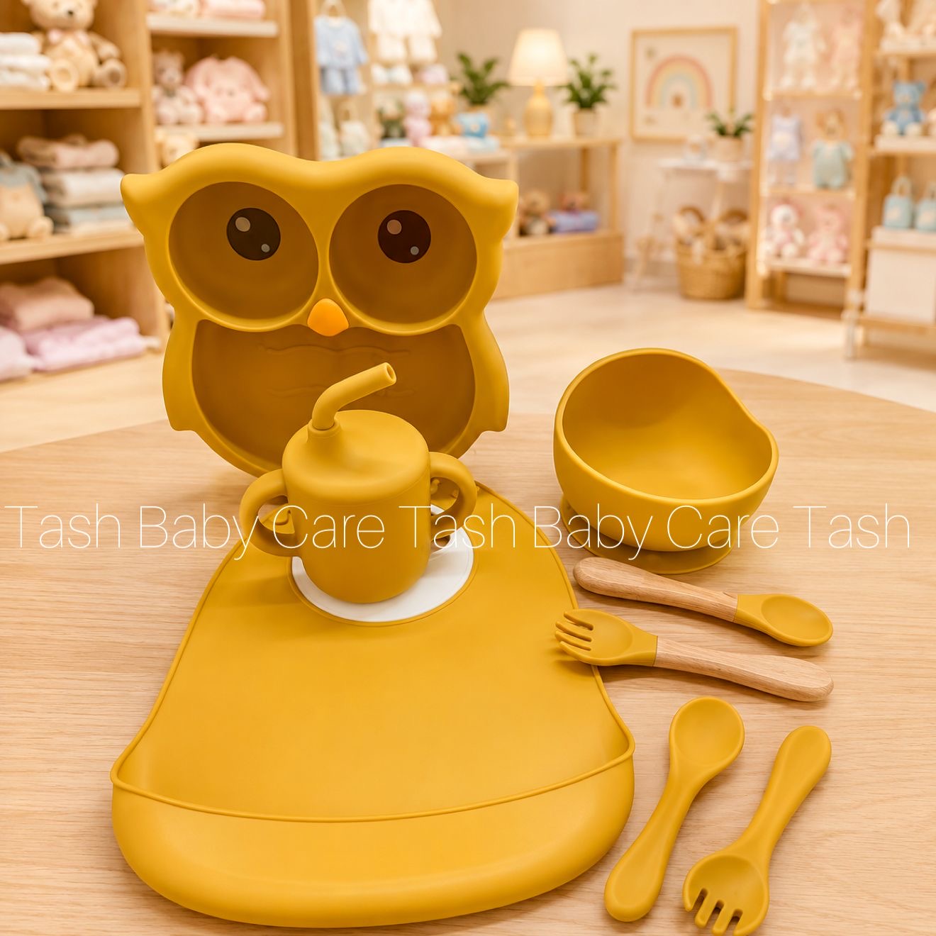 Owl Design Silicone Feeding Set