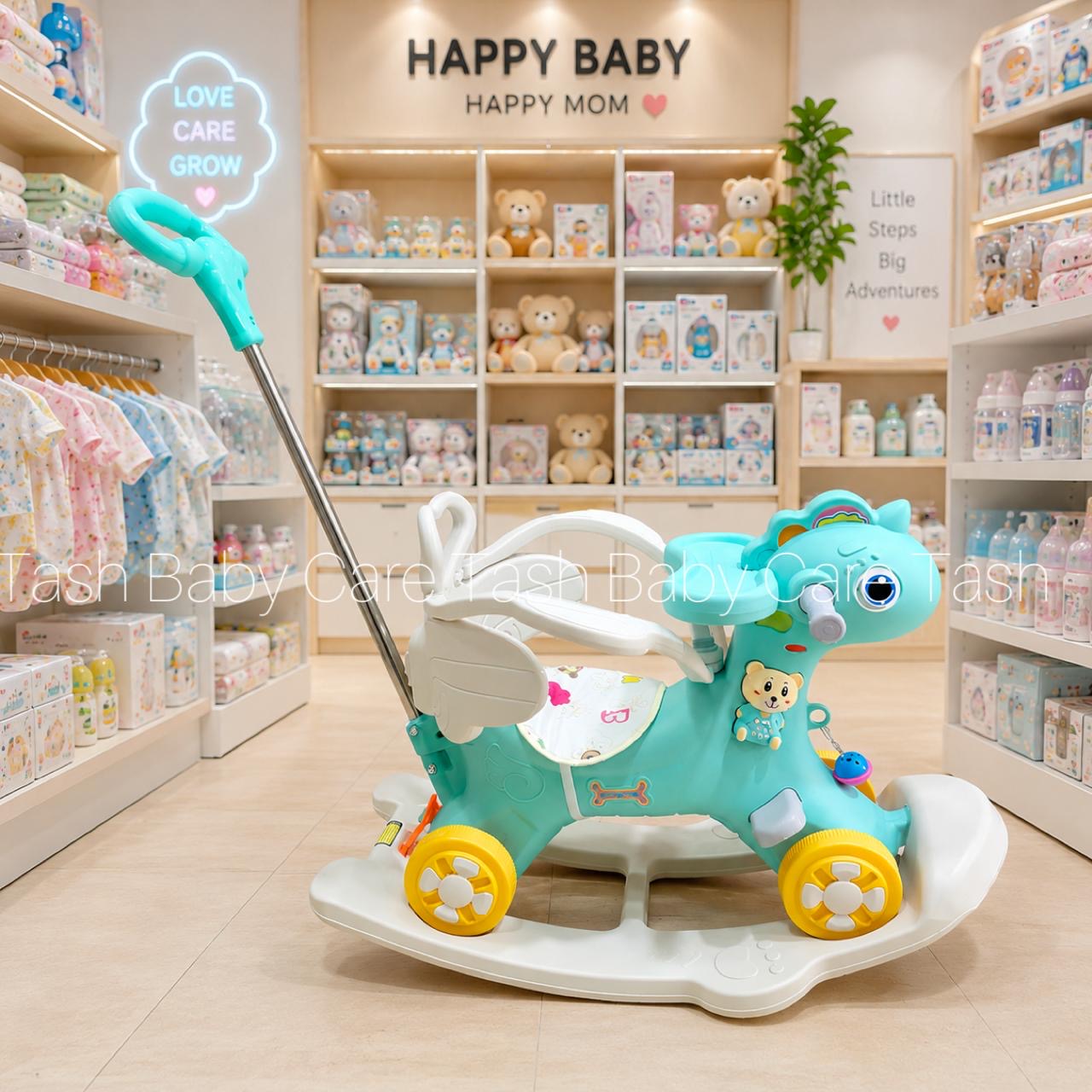 Rocking Horse With Handle And Push Bar