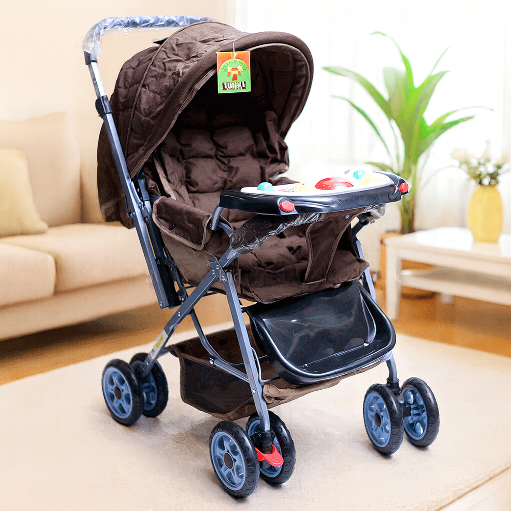 Foldable Stroller For Baby With Music Boad (Brown)