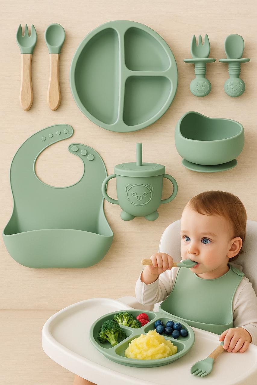 9 In 1 Silicone Baby Feeding Set