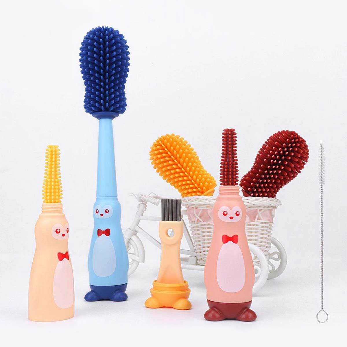 Latest Design 3 in 1 Baby Bottle, Nipple and Straw Cleaning Silicone Brush